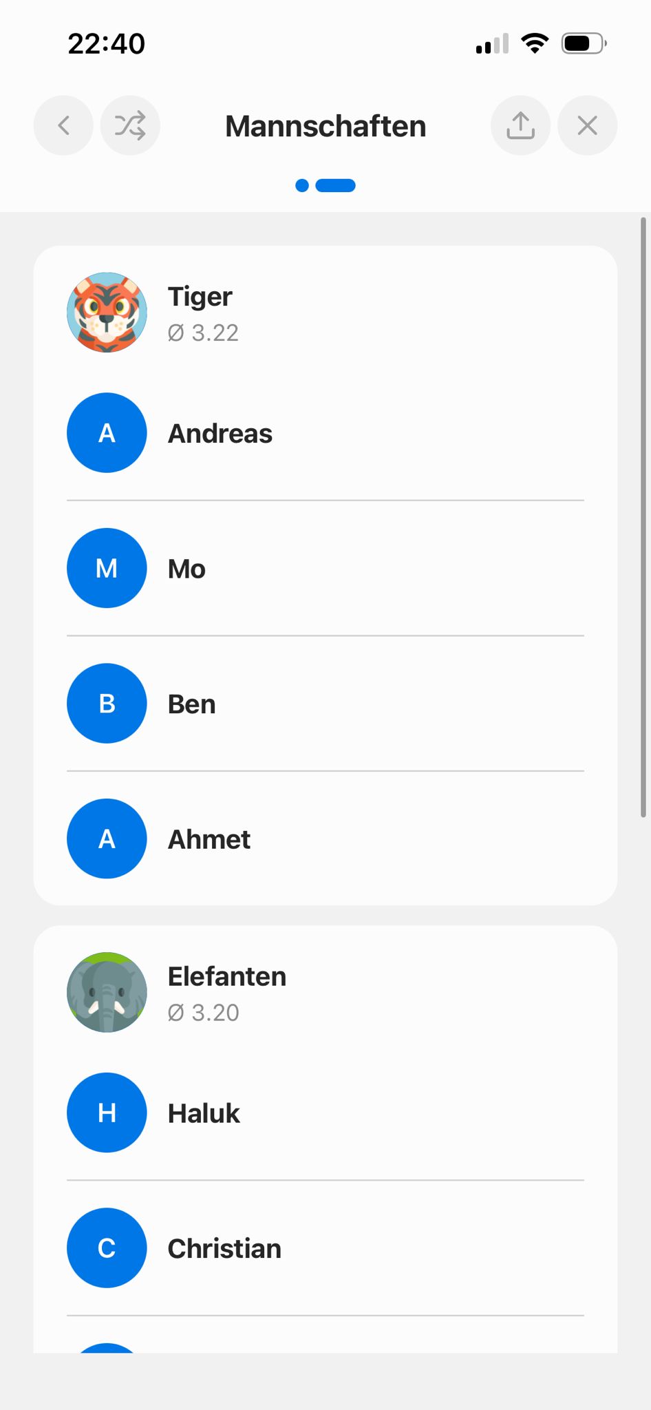 Team Maker – Generierte Teams